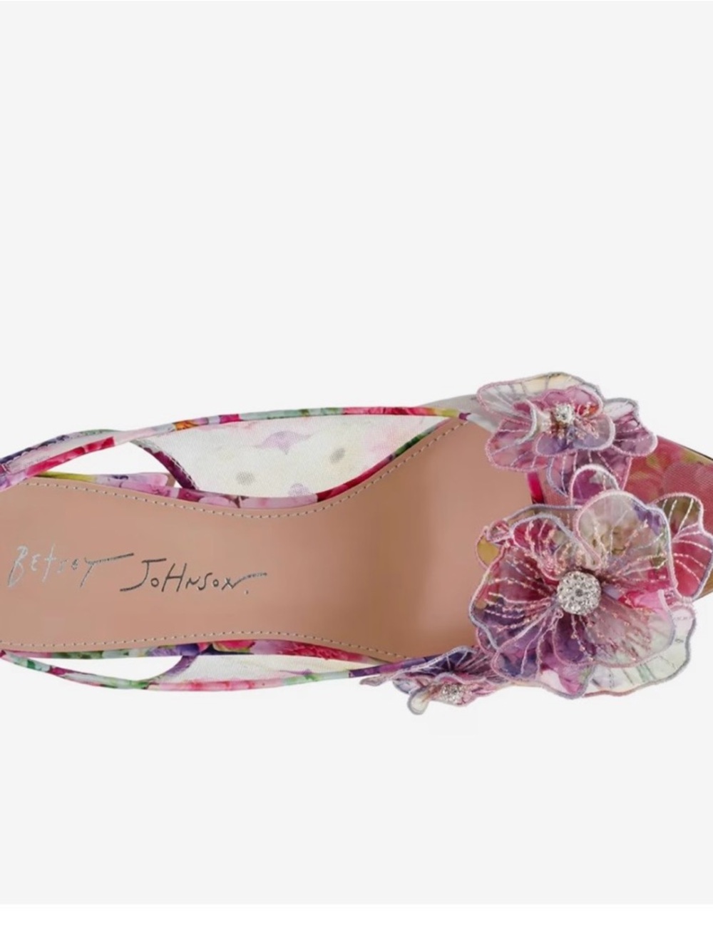 Betsey Johnson Avi Pump Floral Print Embellished Slingback Heels - Picture 4 of 7